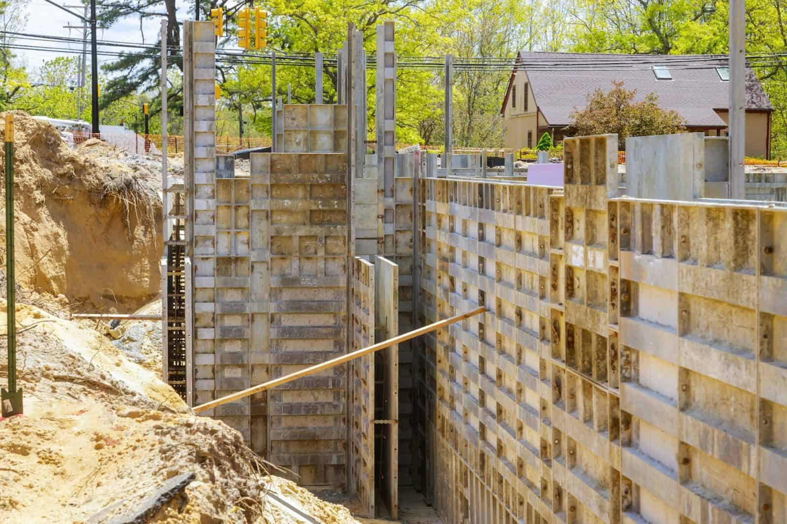Metal formwork concrete strip on foundation for a the house